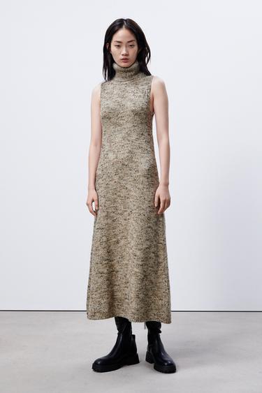 ハイネック ニットワンピース エクリュ ブラウン Zara Japan 日本 ハイネック ニットワンピース エクリュ ブラウン Zara Japan 日本