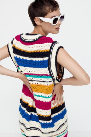 Zara colorful sweater vest clearance