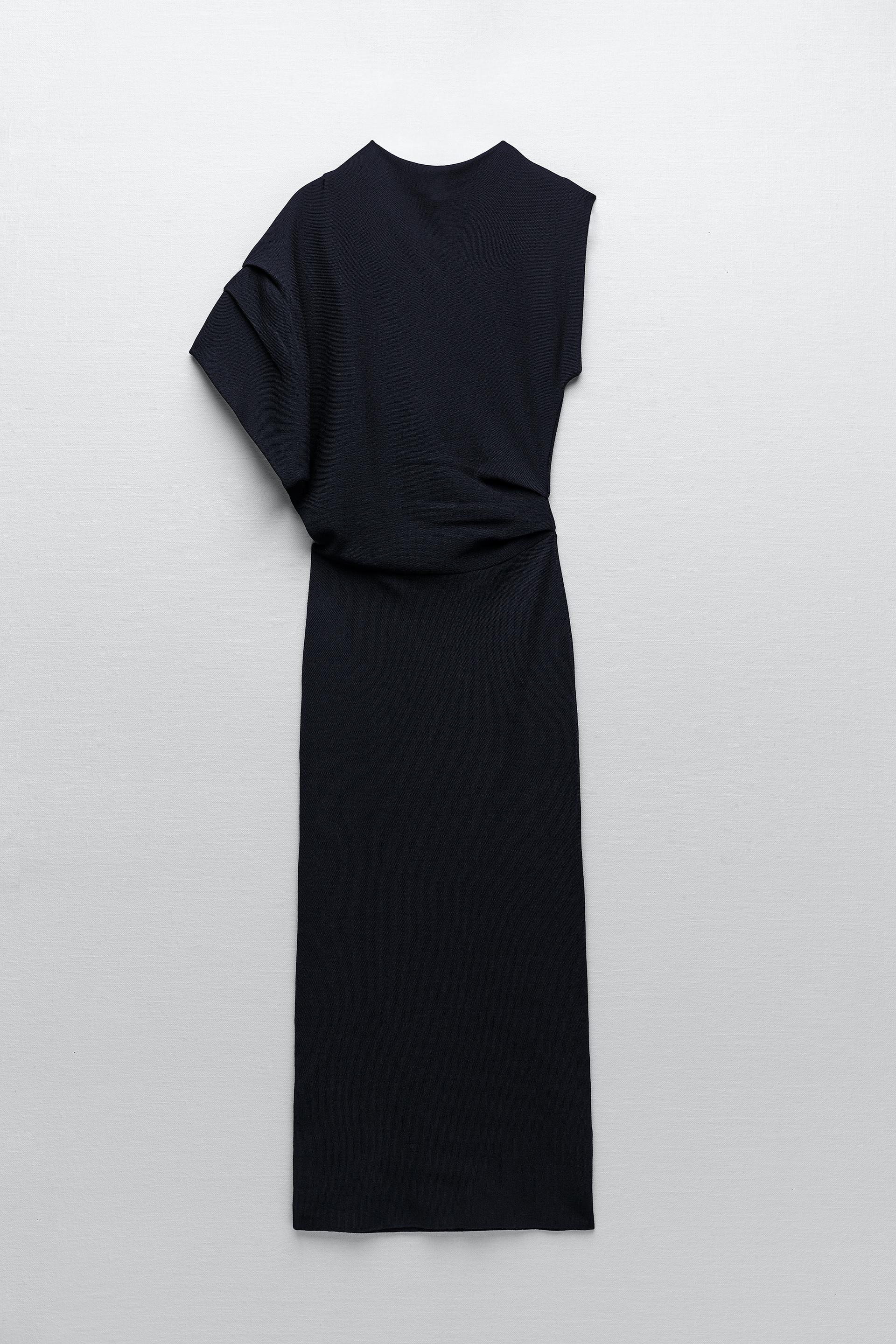 VESTIDO PUNTO MANGA ASIMÉTRICA - Marino | ZARA España