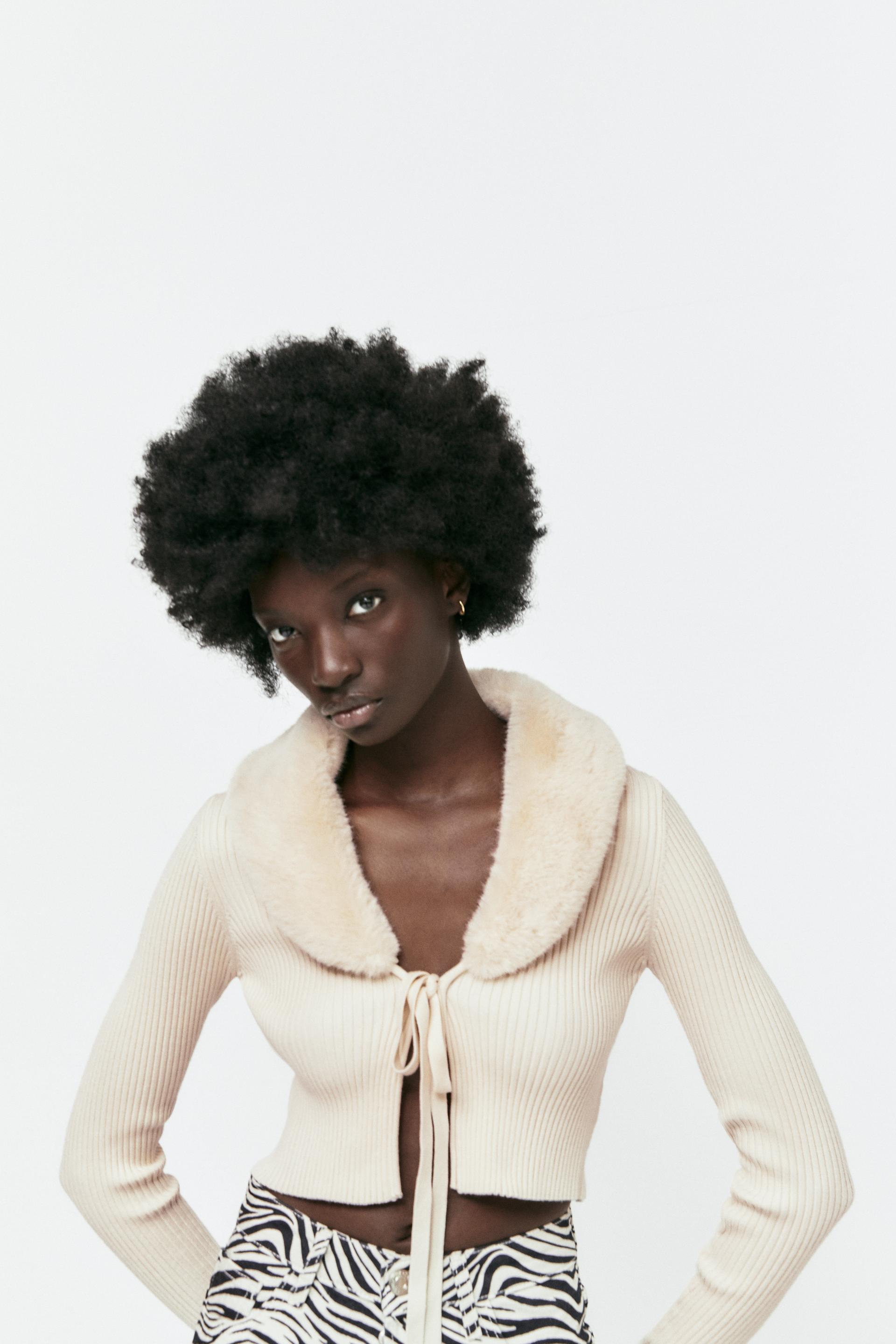 フェイクファーニットカーディガン エクリュ Zara Japan 日本 フェイクファーニットカーディガン エクリュ Zara Japan 日本