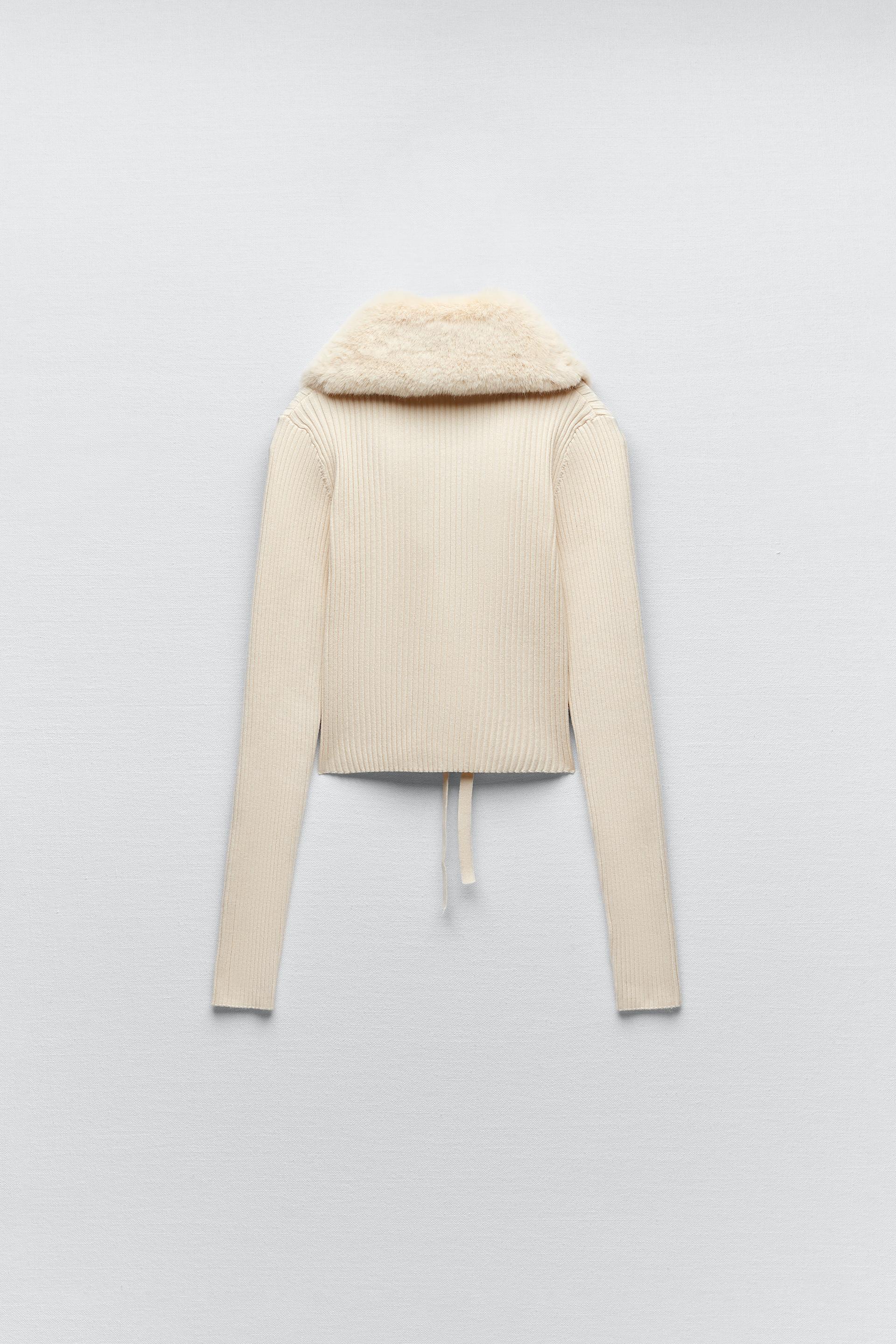 フェイクファーニットカーディガン エクリュ Zara Japan 日本 フェイクファーニットカーディガン エクリュ Zara Japan 日本