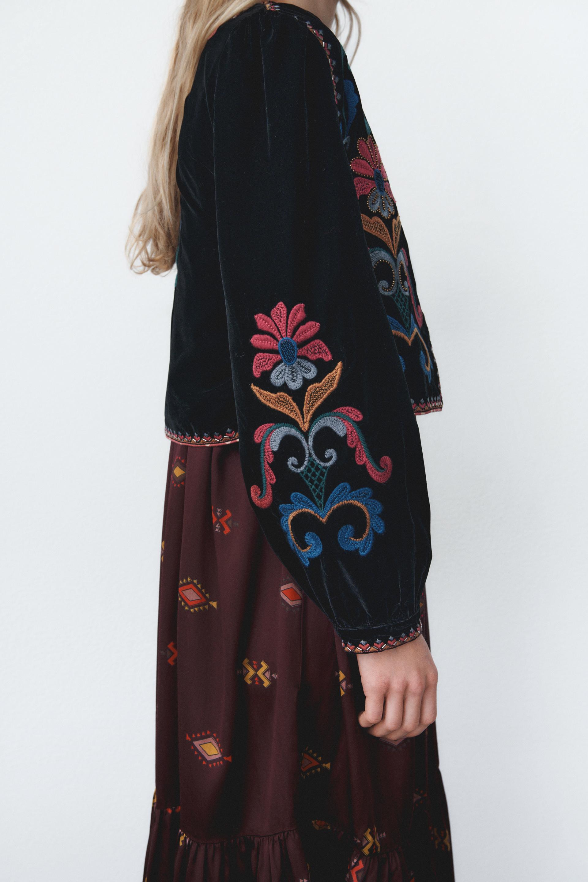 zara embroidered blazer