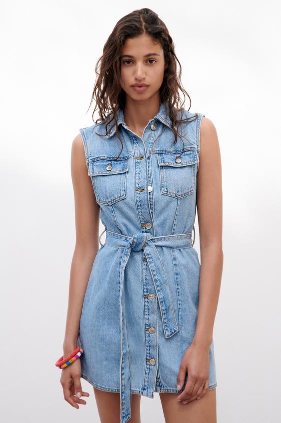 ポケット付きデニムワンピース ライトブルー Zara Japan 日本 ポケット付きデニムワンピース ライトブルー Zara Japan 日本