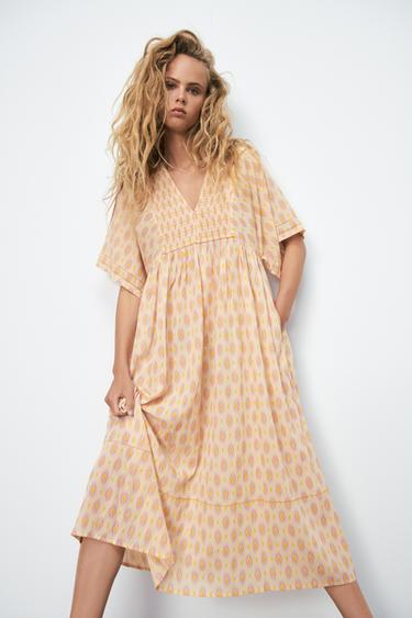 ZARA Volumineuse Imprimé Floral Robe Taille XS-Extra Small-Bnwt