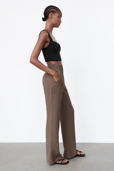 TEXTURED STRAIGHT FIT TROUSERS