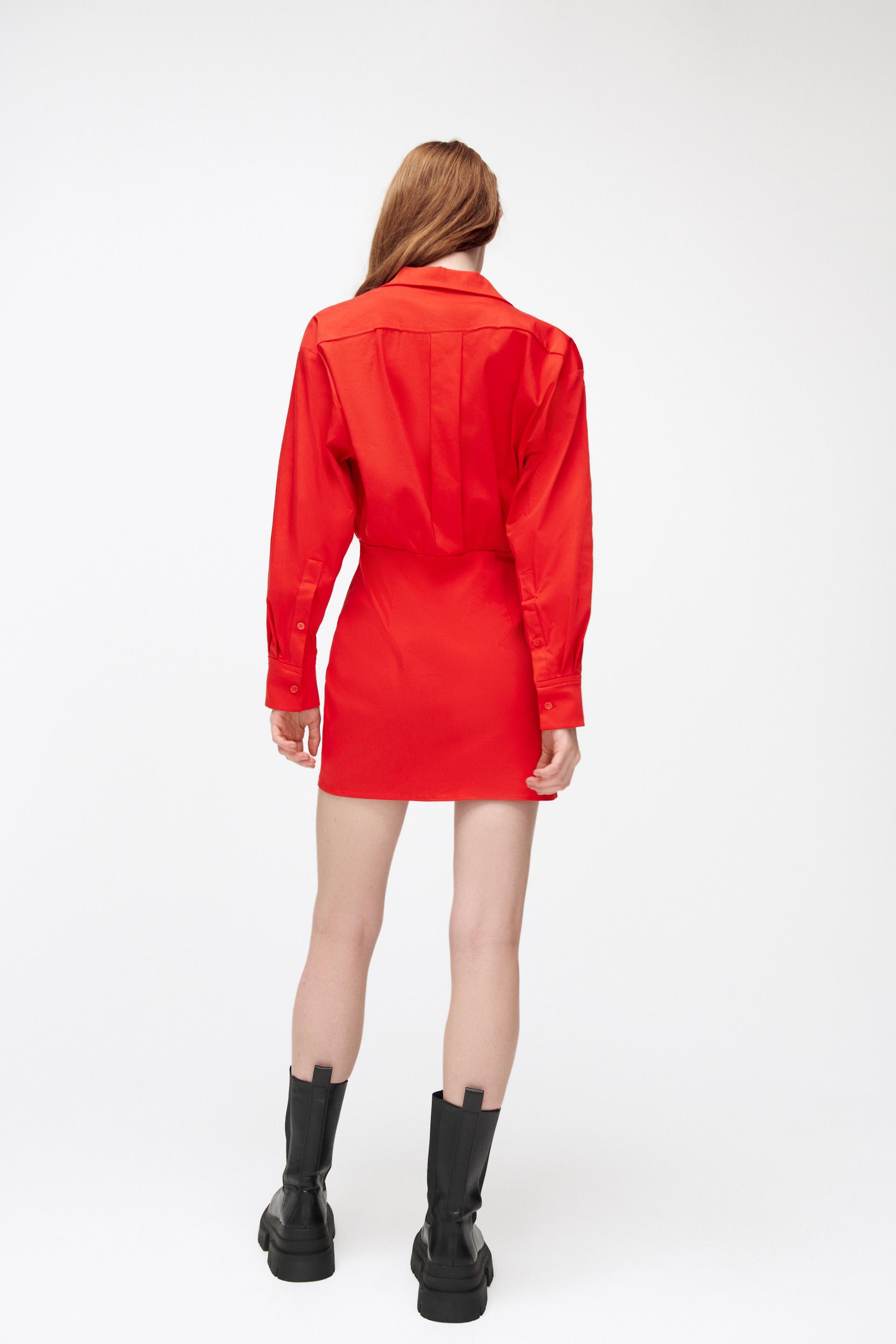 POPLIN SHIRT DRESS - Red | ZARA United