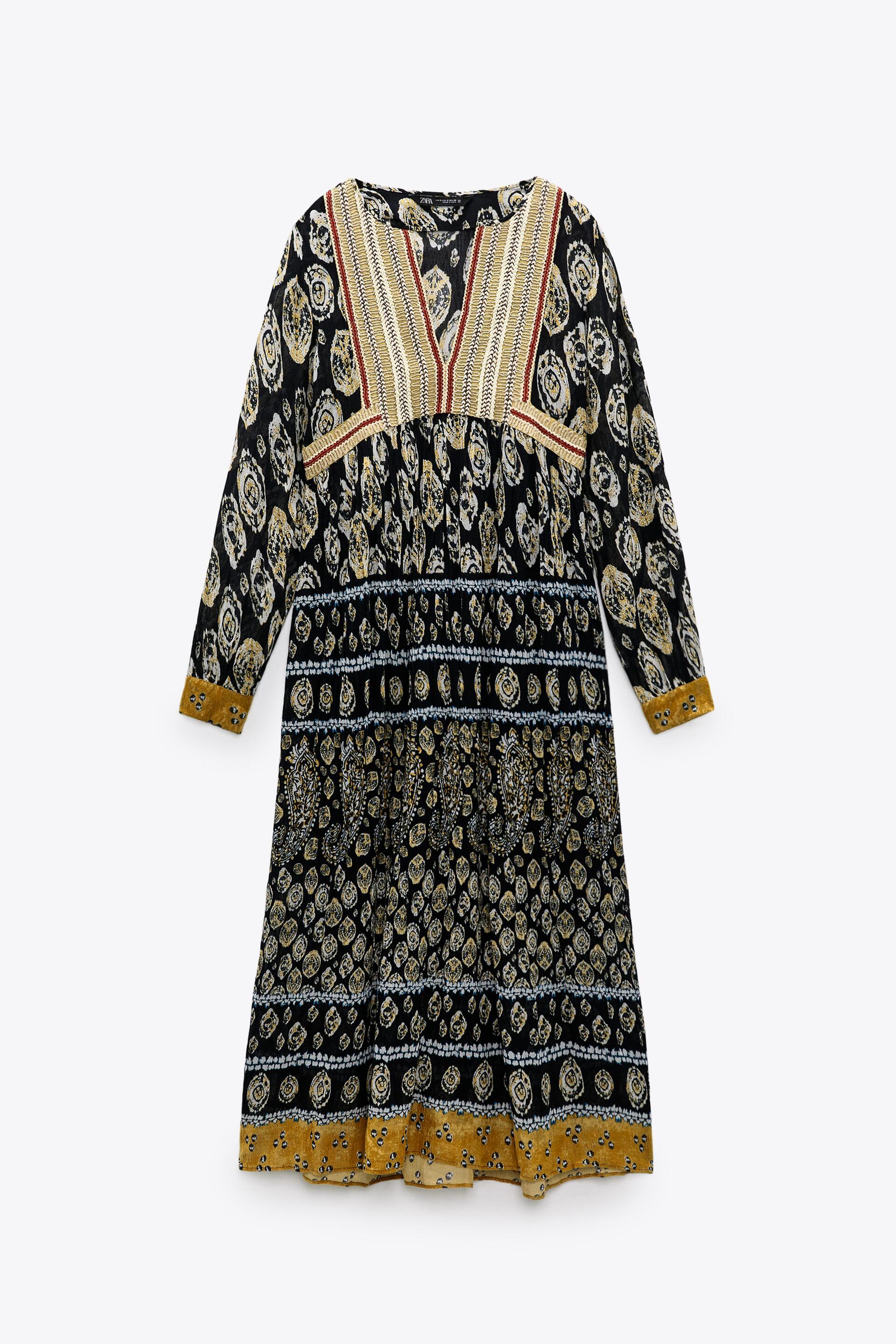 チェストエンブロイダリー チュニックワンピース ブラック Zara Japan 日本