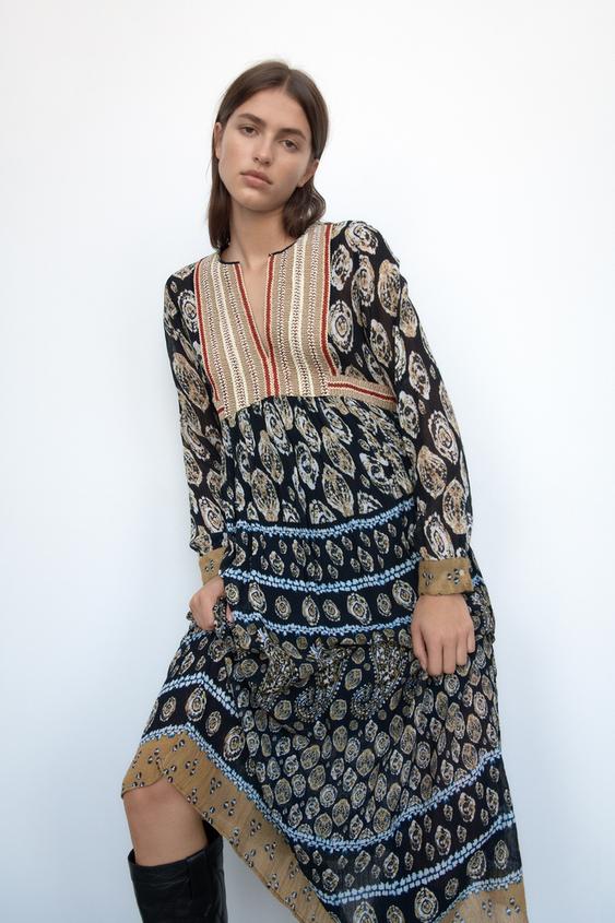 feuille embroidered tunic dress