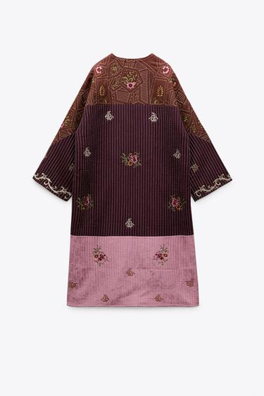 zara embroidered coat