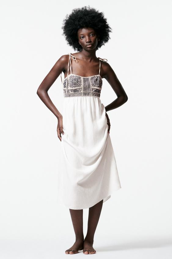 刺繍入りワンピース ホワイト Zara Japan 日本 刺繍入りワンピース ホワイト Zara Japan 日本