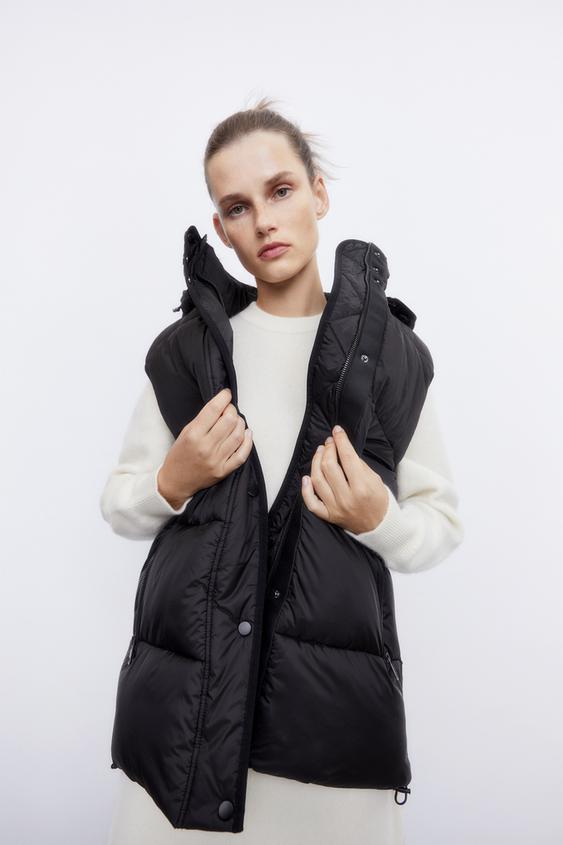 Water Resistant Quilted Vest Black Zara United States Water Resistant Quilted Vest Black Zara United States