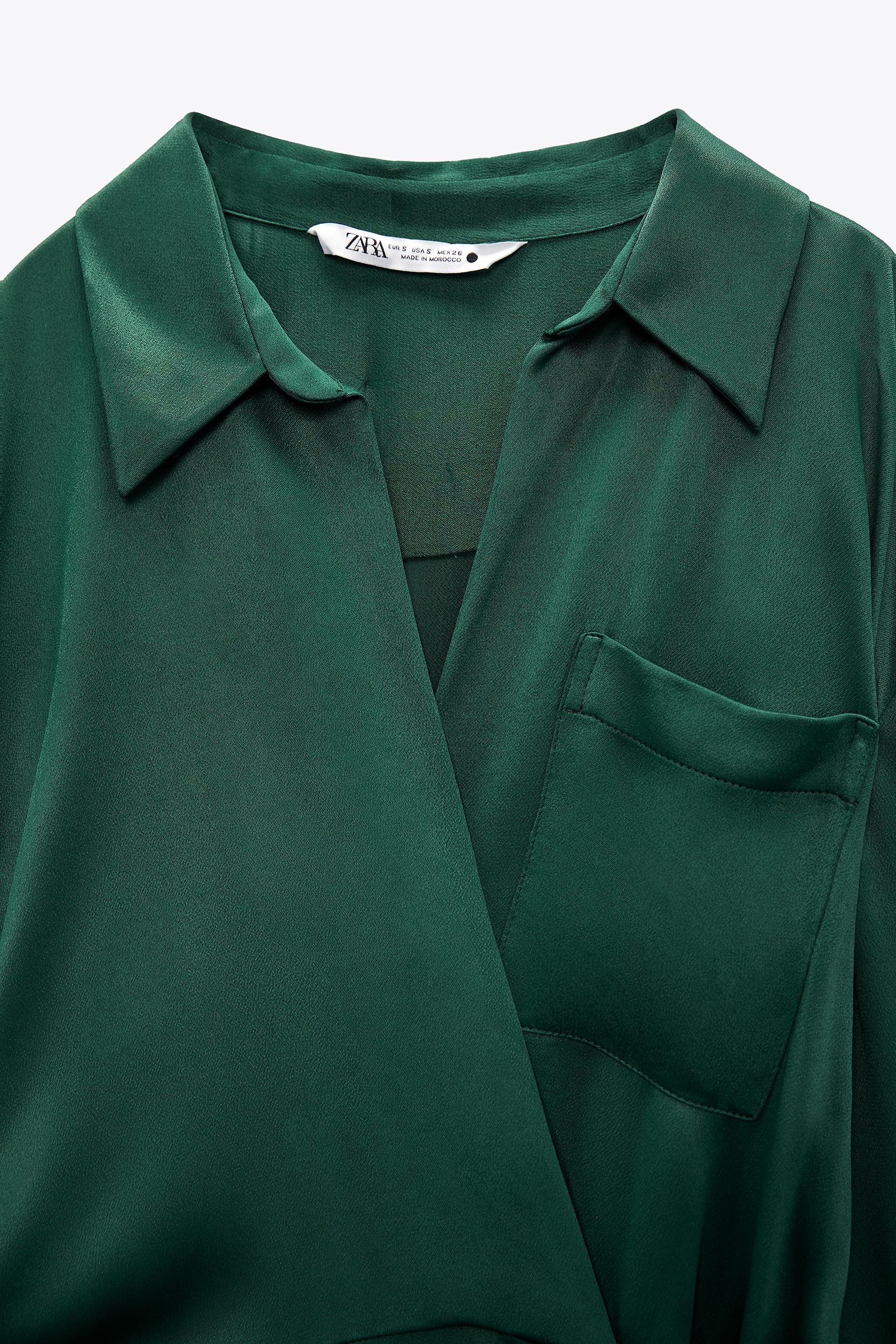 zara green button dress