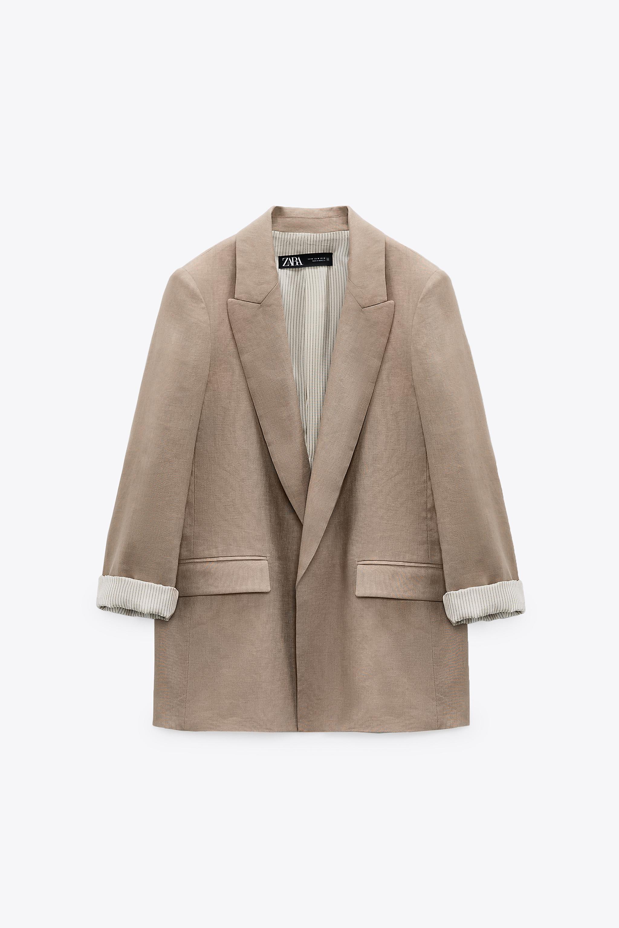 LINEN BLAZER WITH PRINTED CUFFS