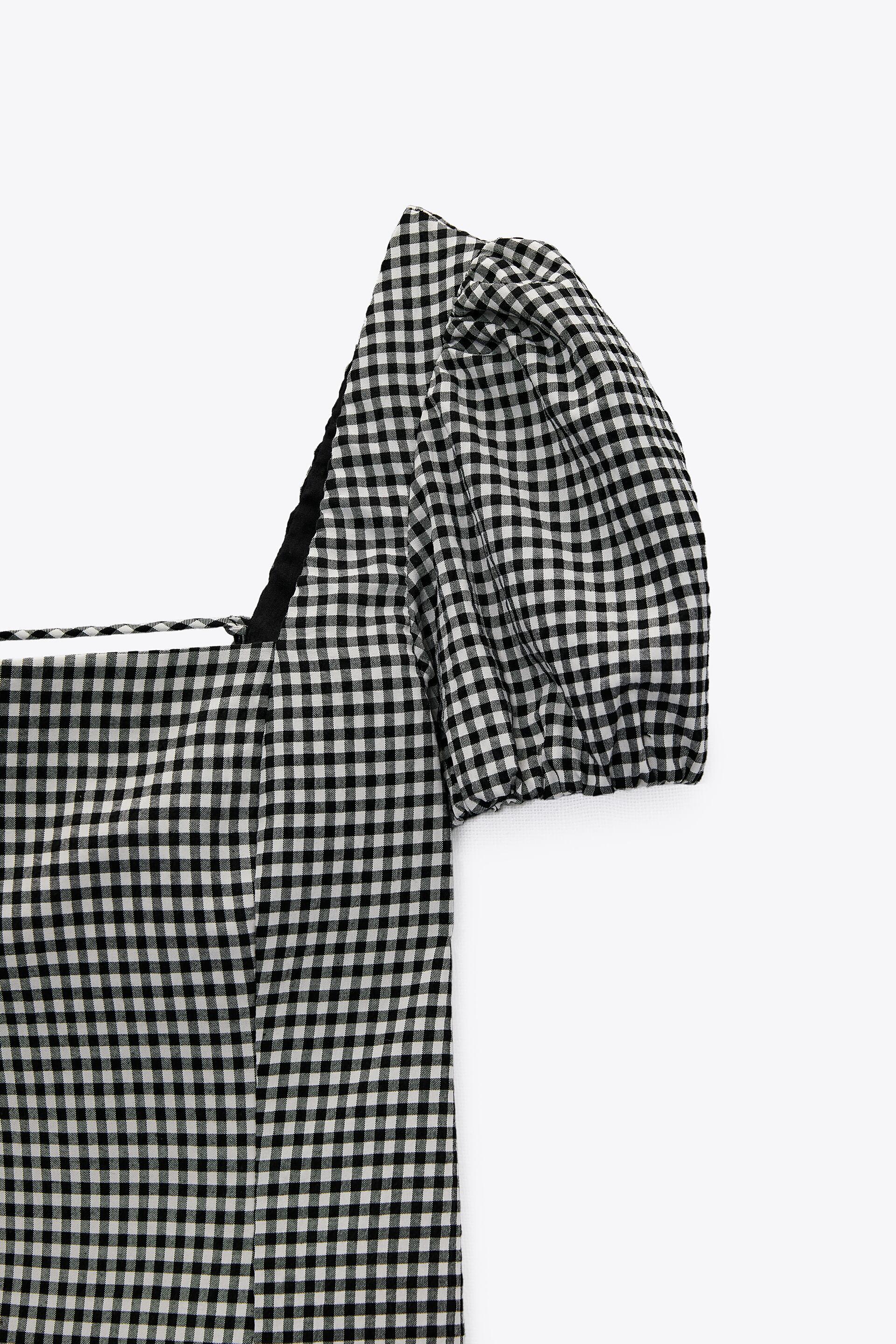 ギンガムチェック柄ワンピース ブラック ホワイト Zara Japan 日本 ギンガムチェック柄ワンピース ブラック ホワイト Zara Japan 日本