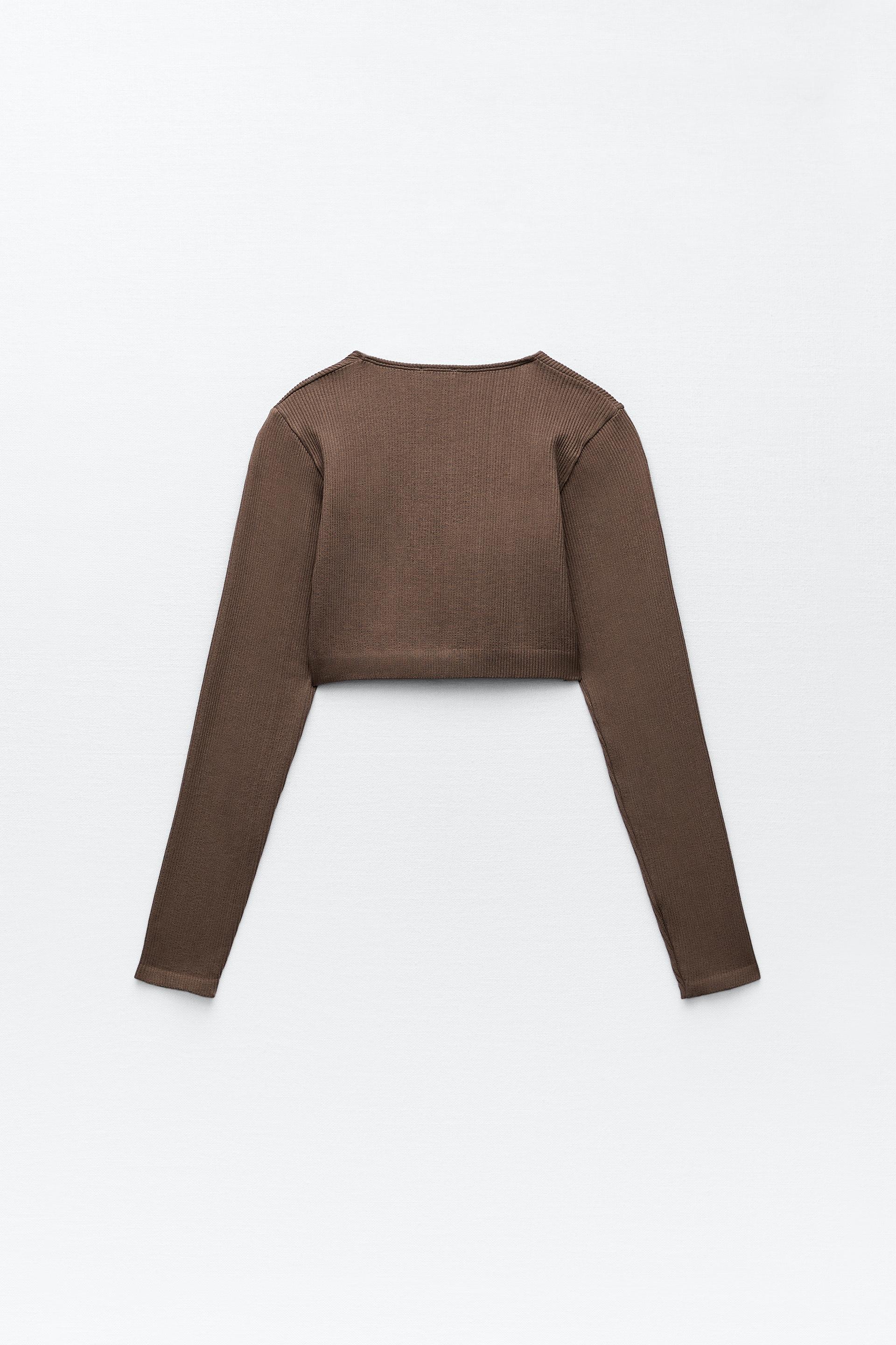 Zara seamless crop top brown Clearance