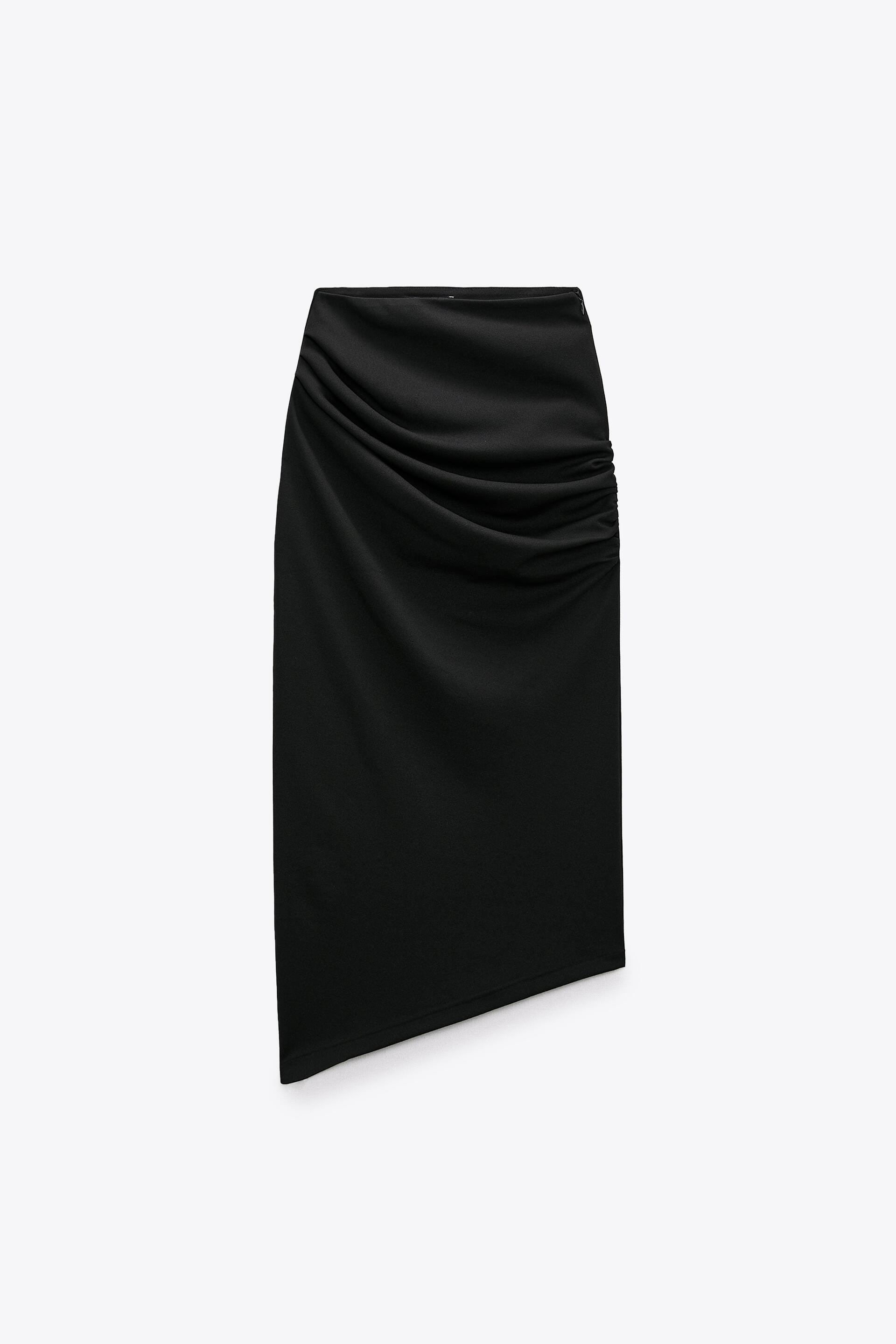 FALDA TUBO DRAPEADA - Negro | ZARA Chile