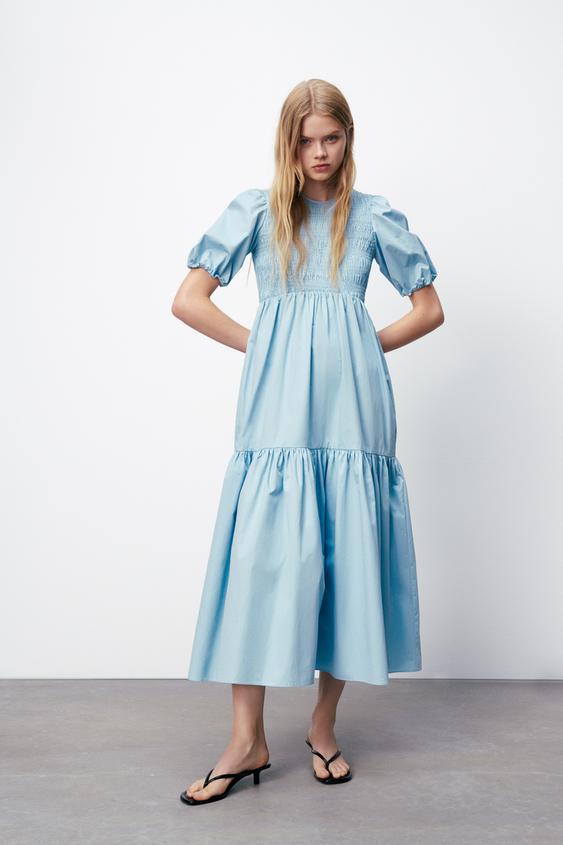 パネル ミディワンピース ライトブルー Zara Japan 日本 パネル ミディワンピース ライトブルー Zara Japan 日本