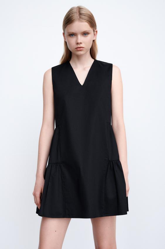 ポプリン パネルワンピース ブラック Zara Japan 日本 ポプリン パネルワンピース ブラック Zara Japan 日本