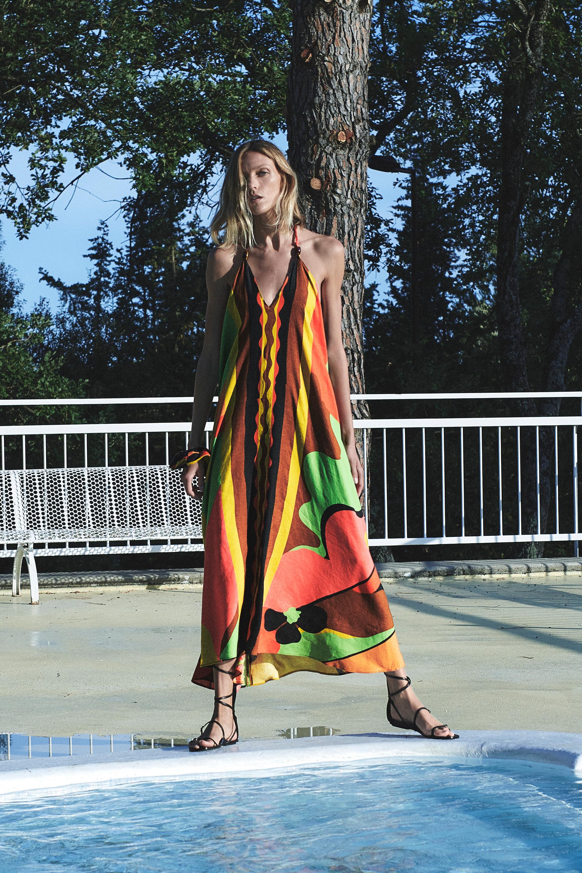 Zara printed dress with matching scrunchie Clearance