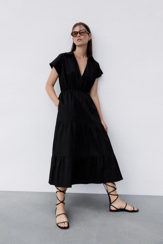 ポプリンシャツ ワンピース ブラック Zara Japan 日本