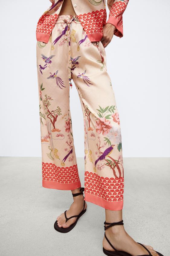 プリント地パジャマ風パンツ マルチカラ Zara Japan 日本 プリント地パジャマ風パンツ マルチカラ Zara Japan 日本