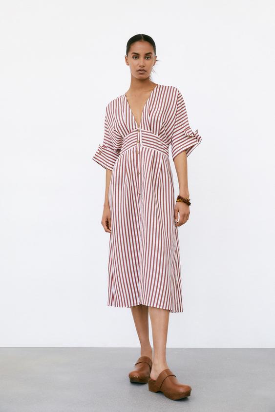 ストライプ柄シャツワンピース ピンク ホワイト Zara Japan 日本 ストライプ柄シャツワンピース ピンク ホワイト Zara Japan 日本