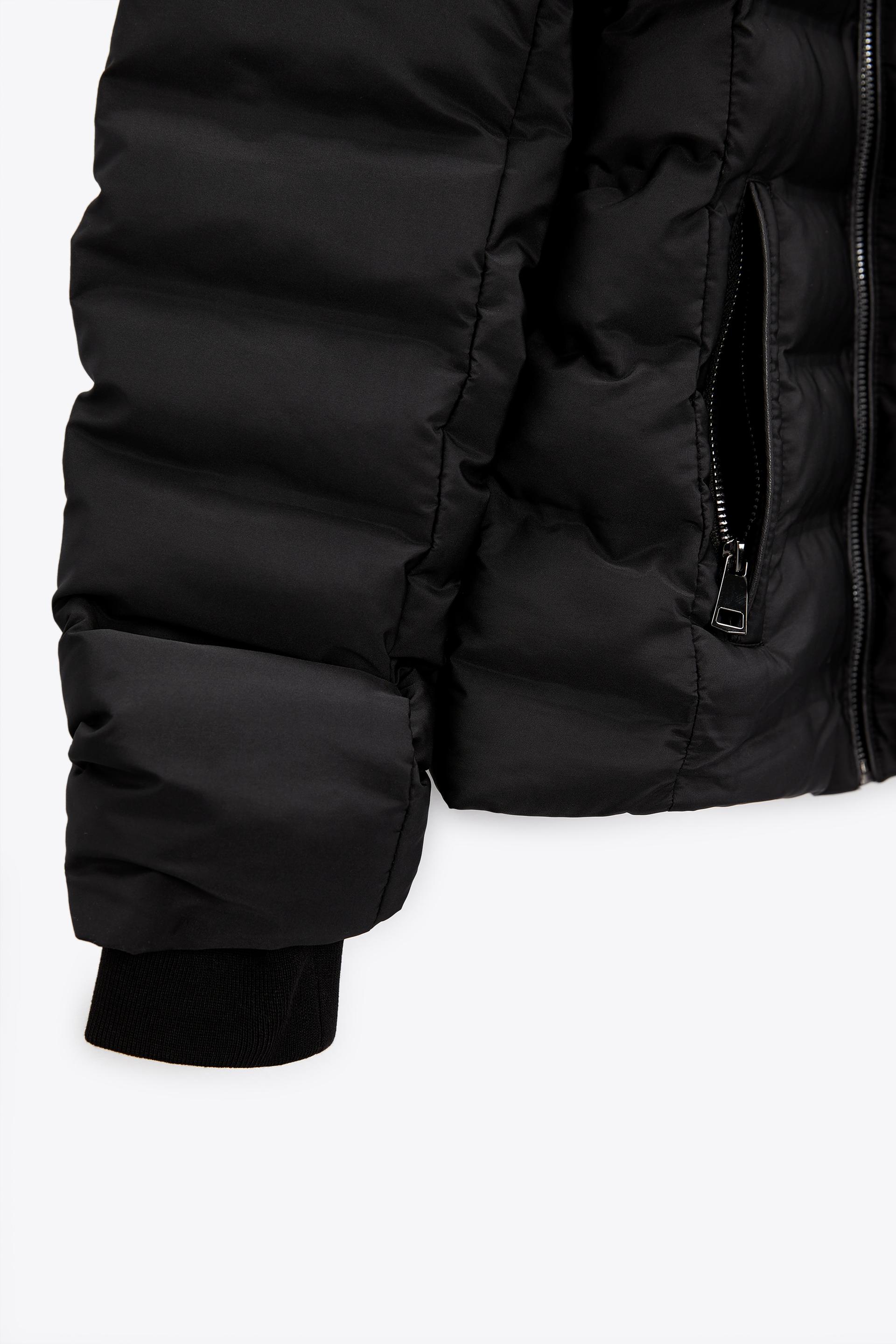 zara shiny puffer jacket black