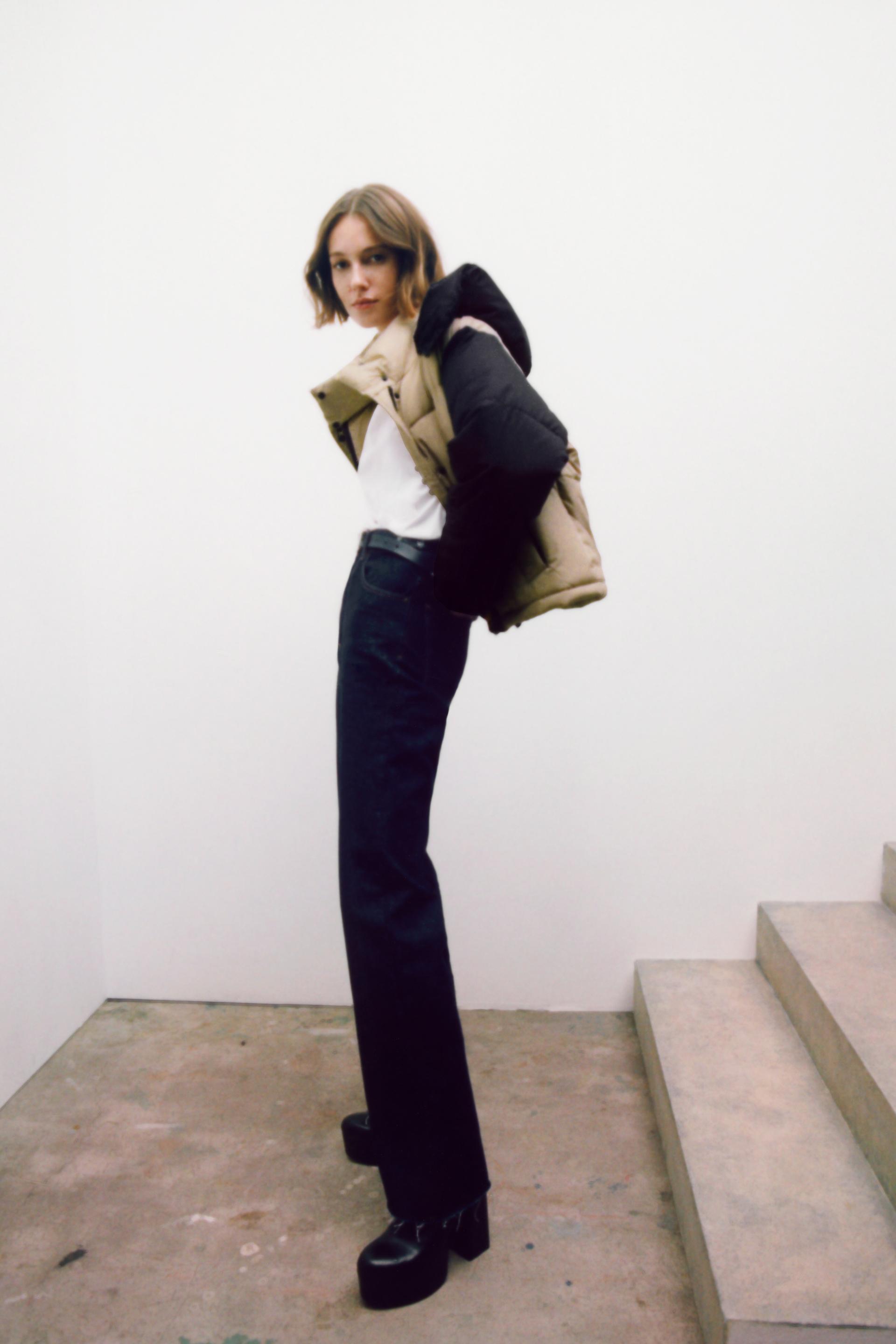 zara colour block puffer jacket