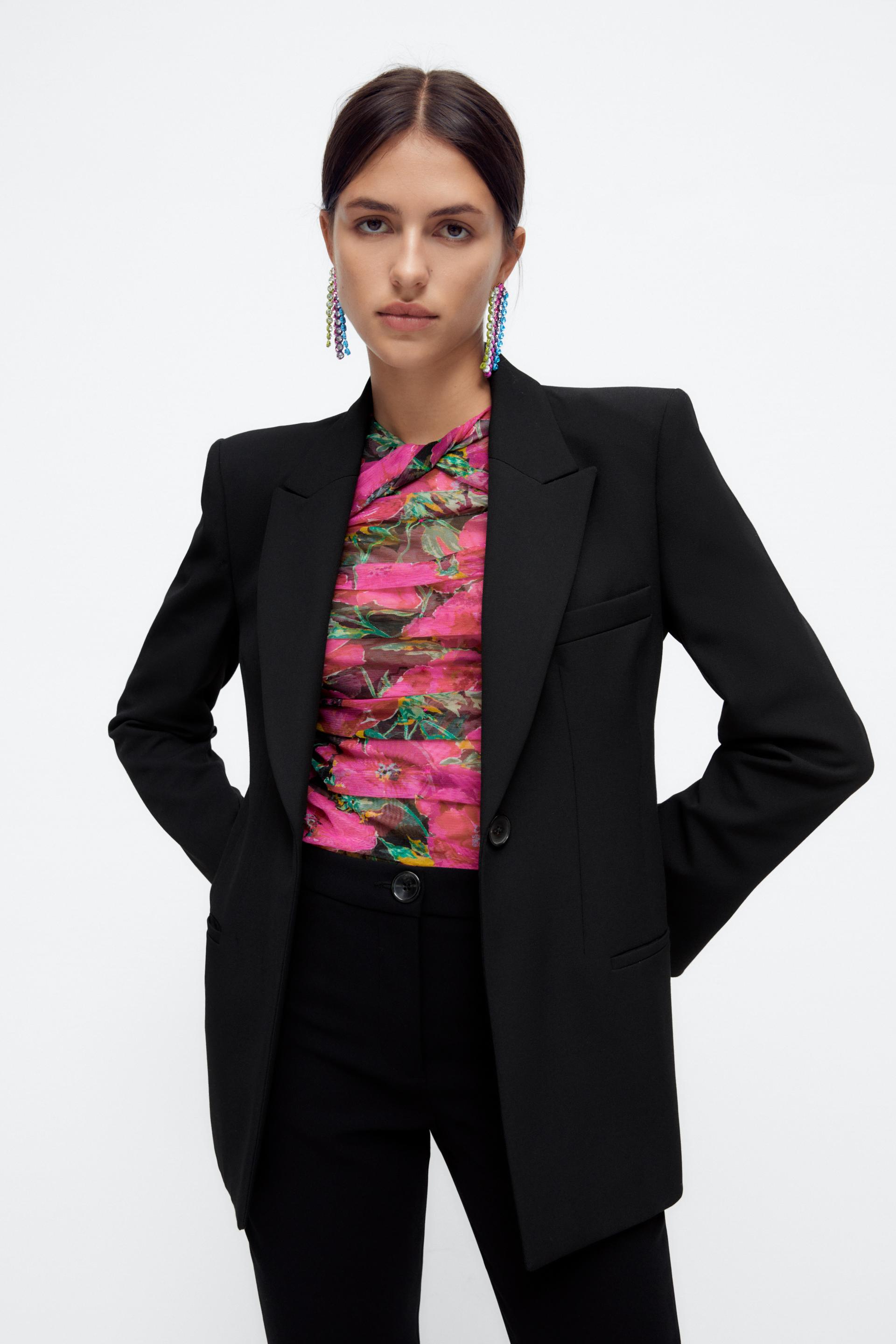 Fitted shoulder pad blazer zara Clearance