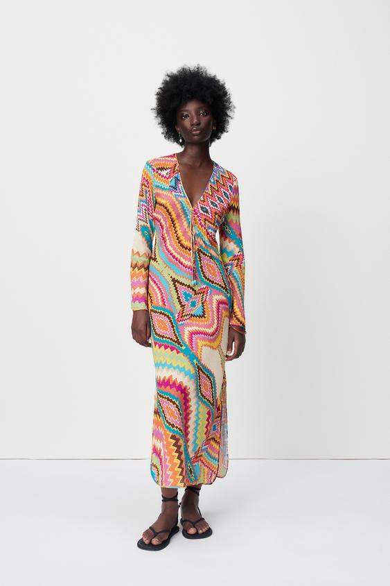 ロング丈プリント柄ワンピース マルチカラ Zara Japan 日本 ロング丈プリント柄ワンピース マルチカラ Zara Japan 日本