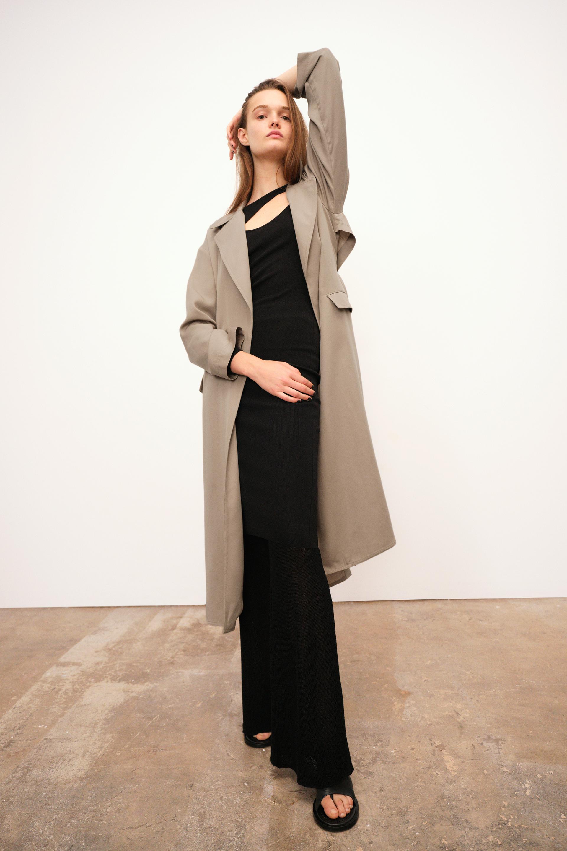 Relaxed belted trench coat zara