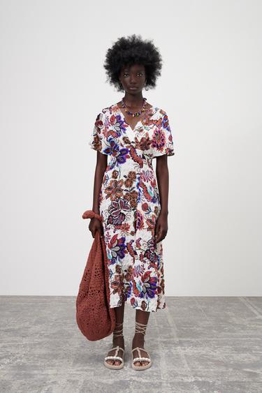 プリントケープスリーブ ワンピース マルチカラ Zara Japan 日本 プリントケープスリーブ ワンピース マルチカラ Zara Japan 日本
