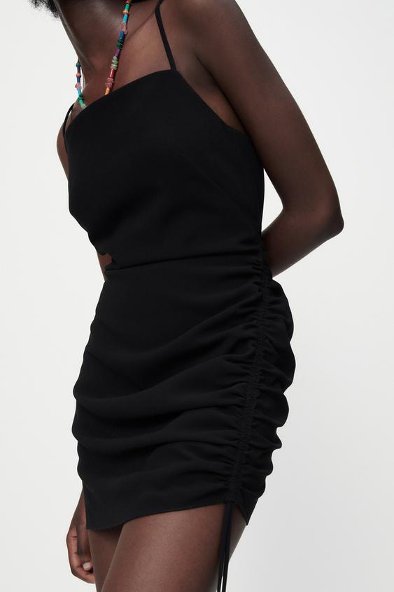 ドレープ入りミニワンピース ブラック Zara Japan 日本 ドレープ入りミニワンピース ブラック Zara Japan 日本