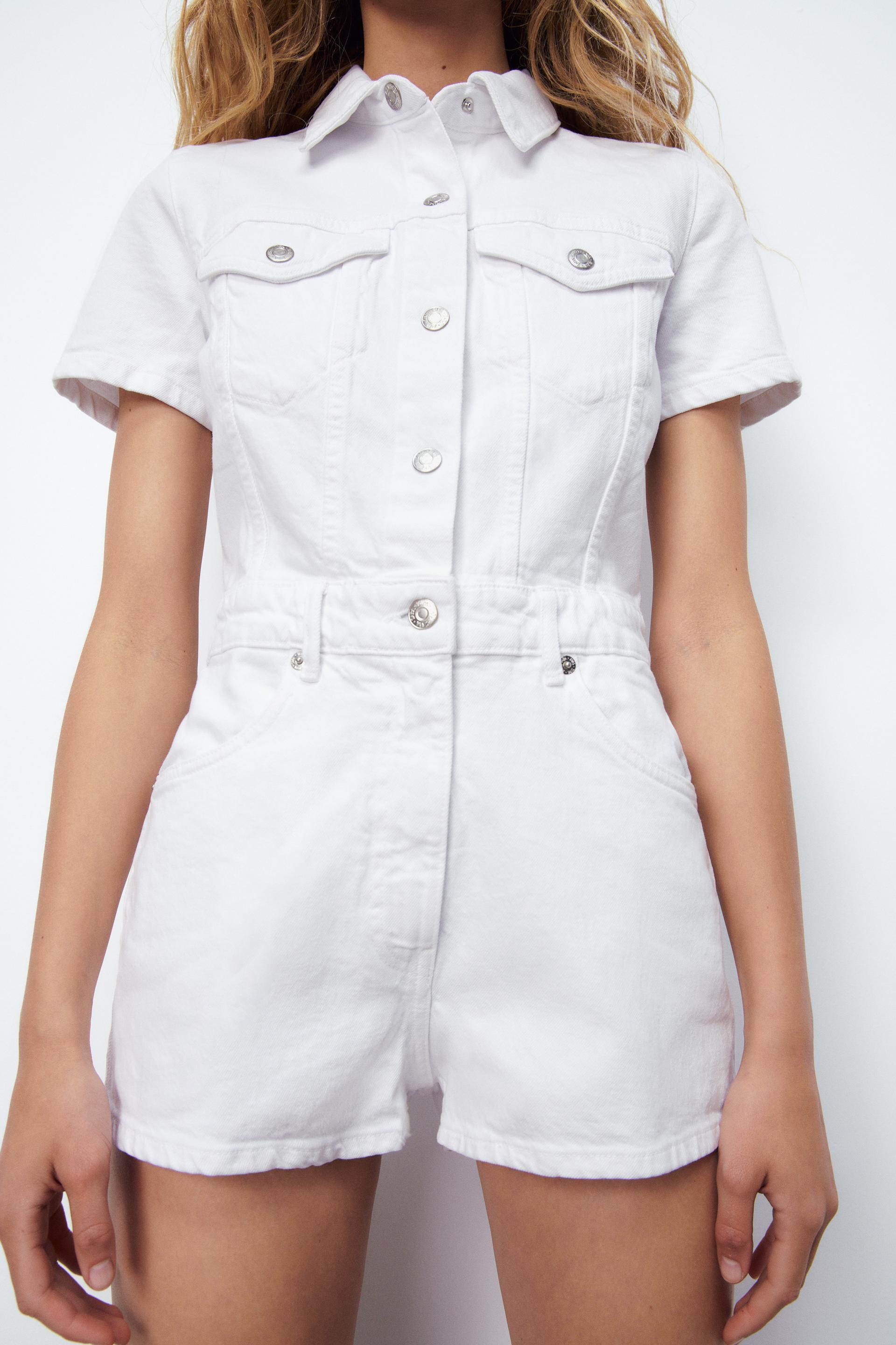 White denim romper zara Clearance