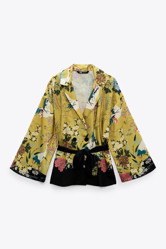 Blusa estampada cinturon zara clearance