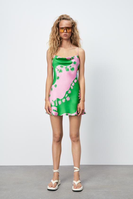 プリント柄サテンワンピース 単一 Zara Japan 日本 プリント柄サテンワンピース 単一 Zara Japan 日本