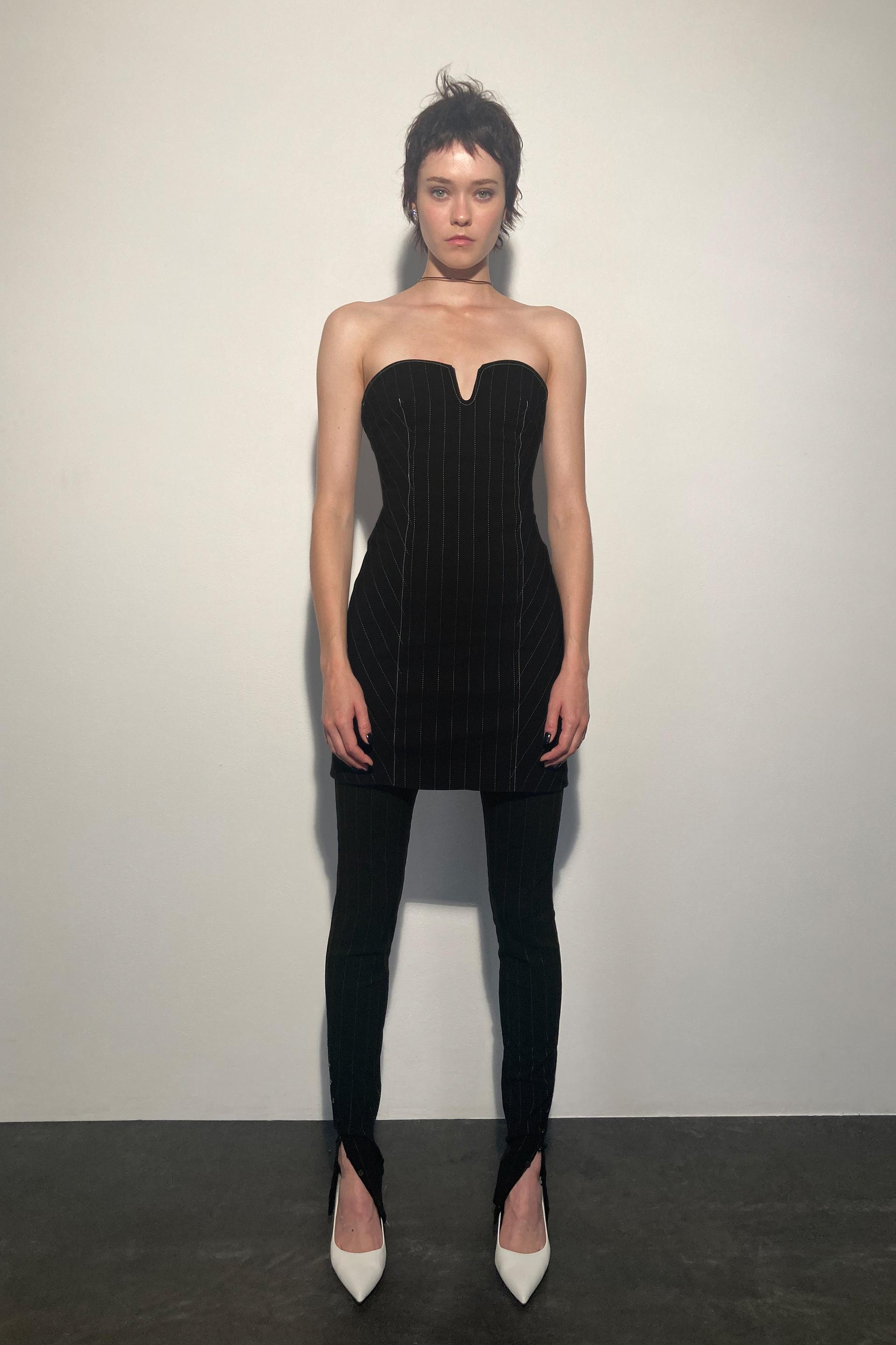 Short Pinstripe Dress Black Zara United States Short Pinstripe Dress Black Zara United States