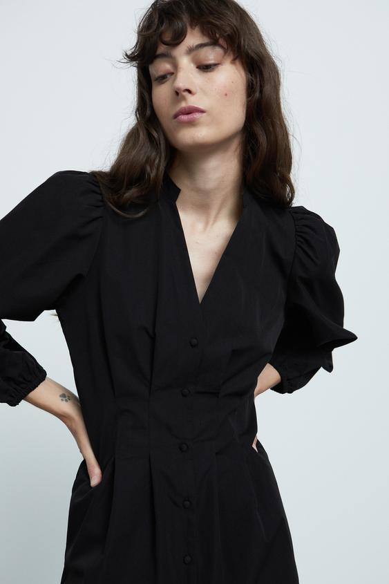 襟付きミニワンピース ブラック Zara Japan 日本 襟付きミニワンピース ブラック Zara Japan 日本