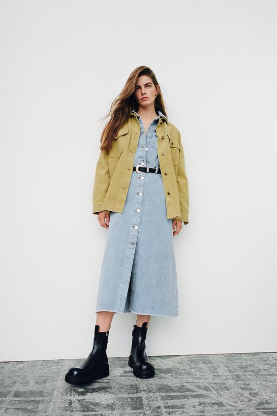 フリンジヘム ポケットx2 コーデュロイ シャツジャケット オリーブグリーン Zara Japan 日本