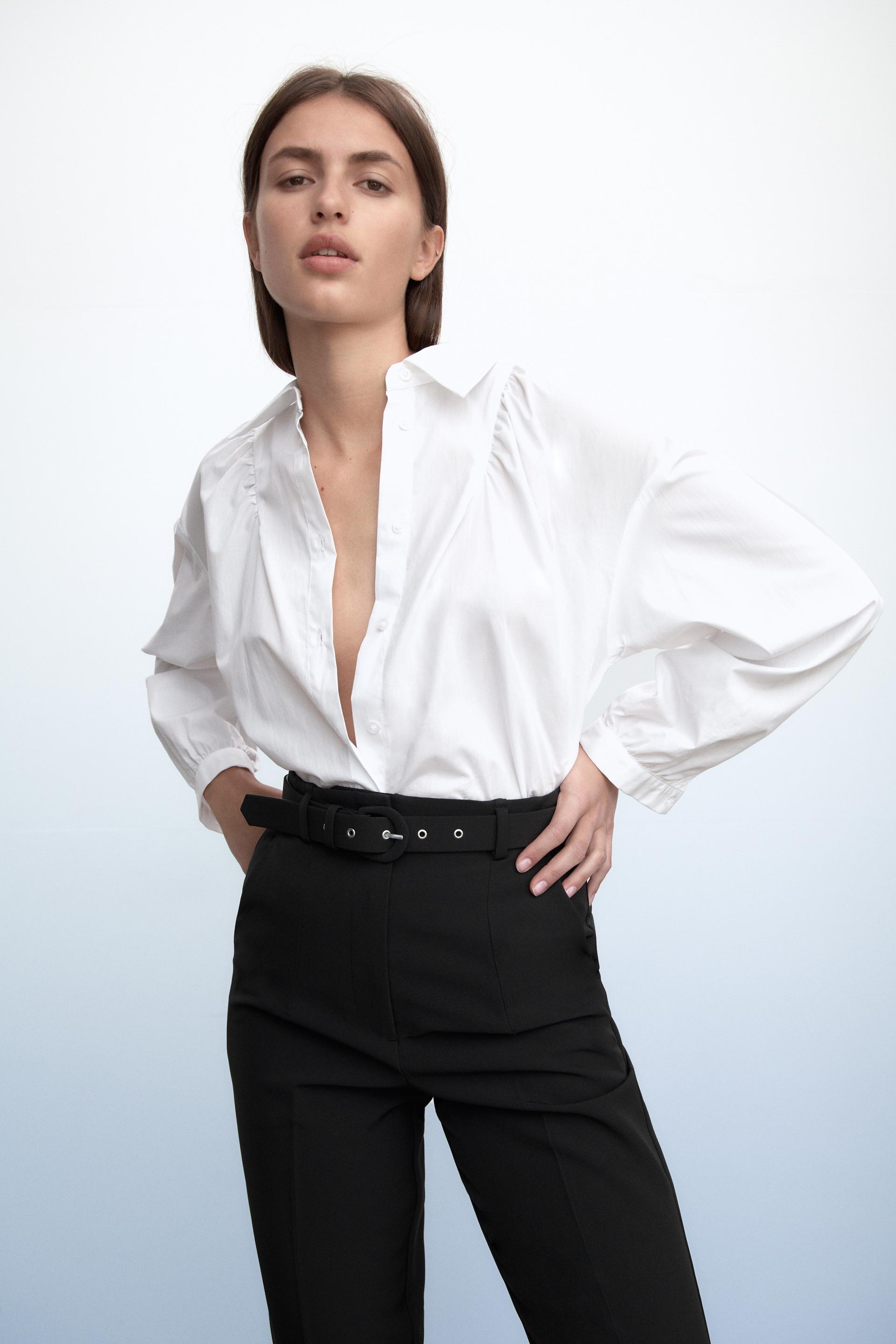 PANTALÓN CINTURÓN FORRADO - Negro | ZARA Chile