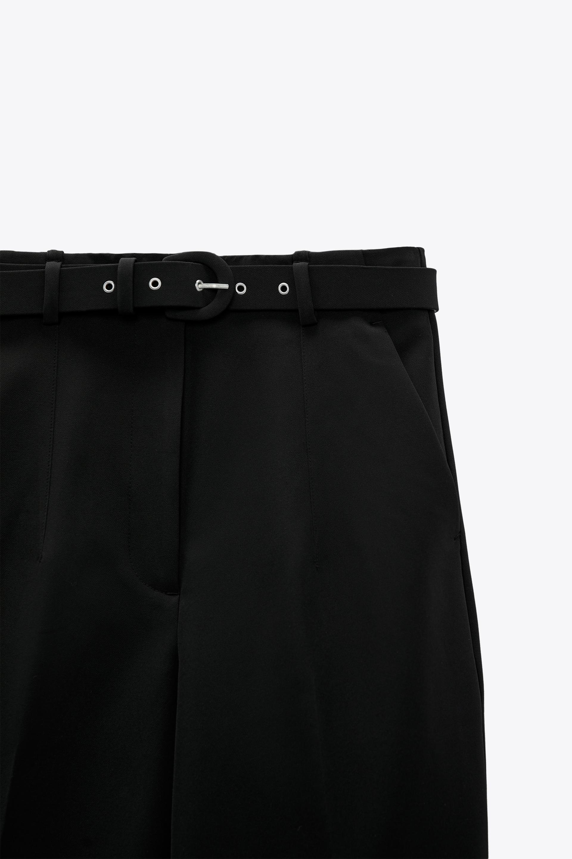 PANTALÓN CINTURÓN FORRADO - Negro | ZARA España