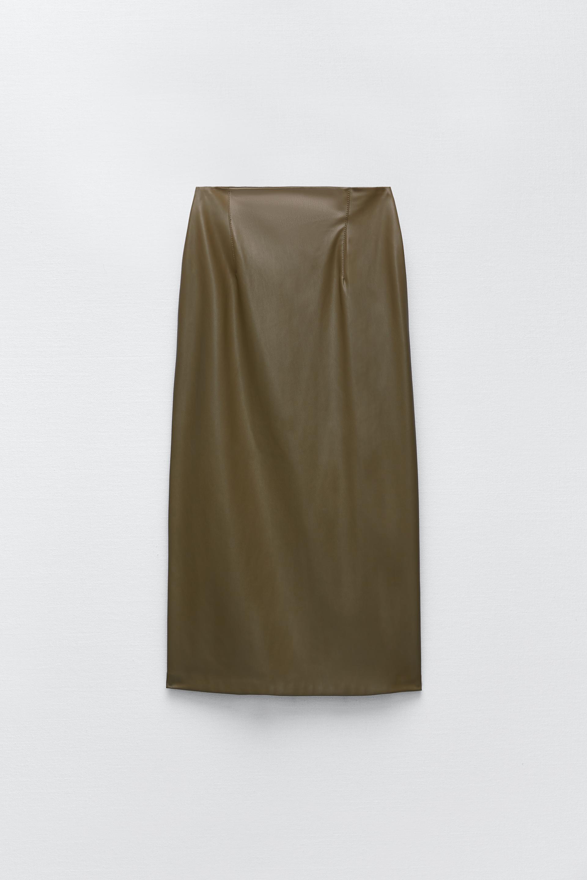 long khaki skirts zara