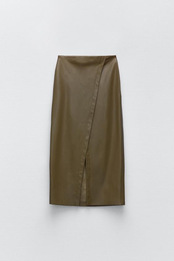 FALDA TUBO EFECTO PIEL - Khaki | ZARA Chile