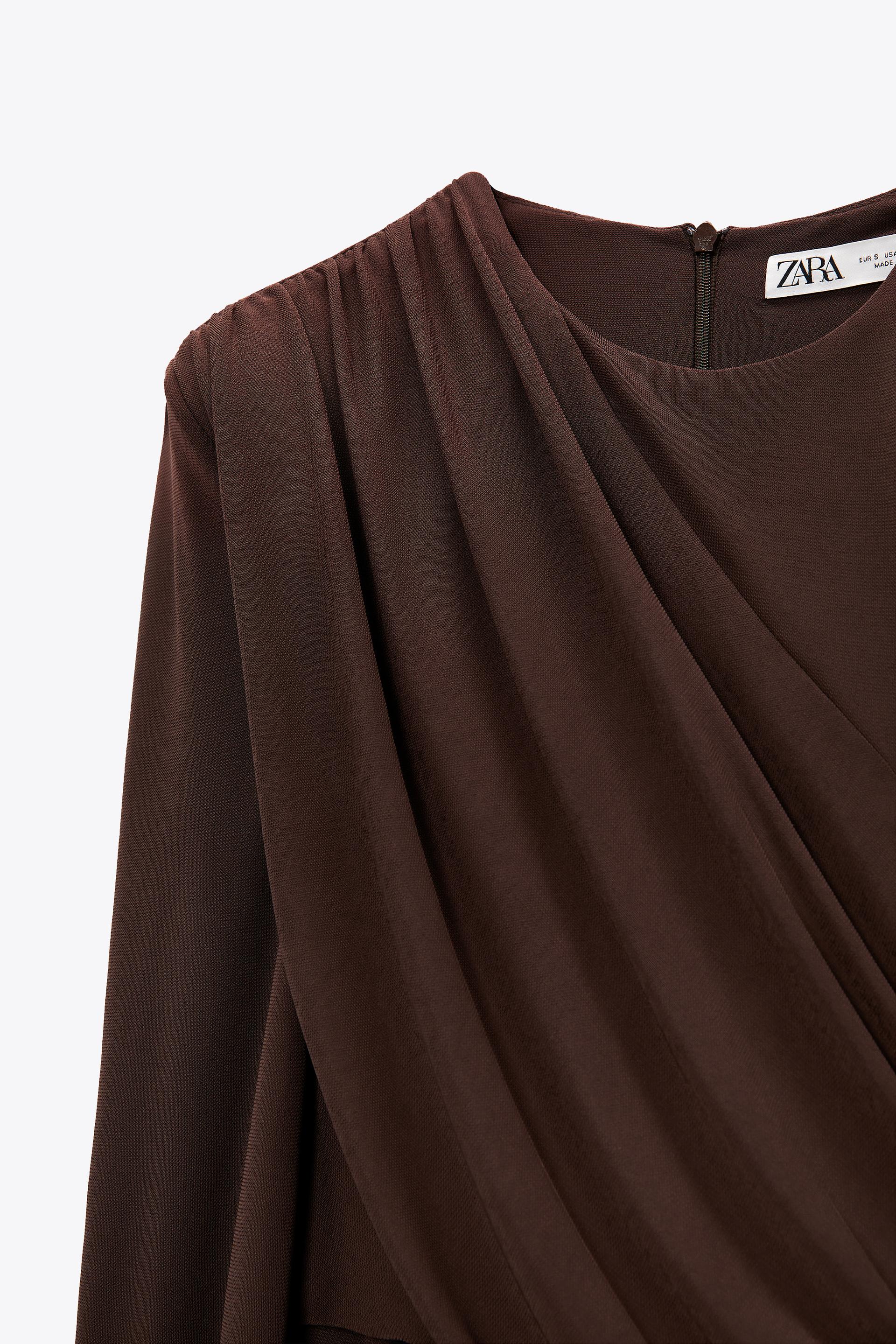 VESTIDO MINI DRAPEADO - Marrón / Topo | ZARA Chile