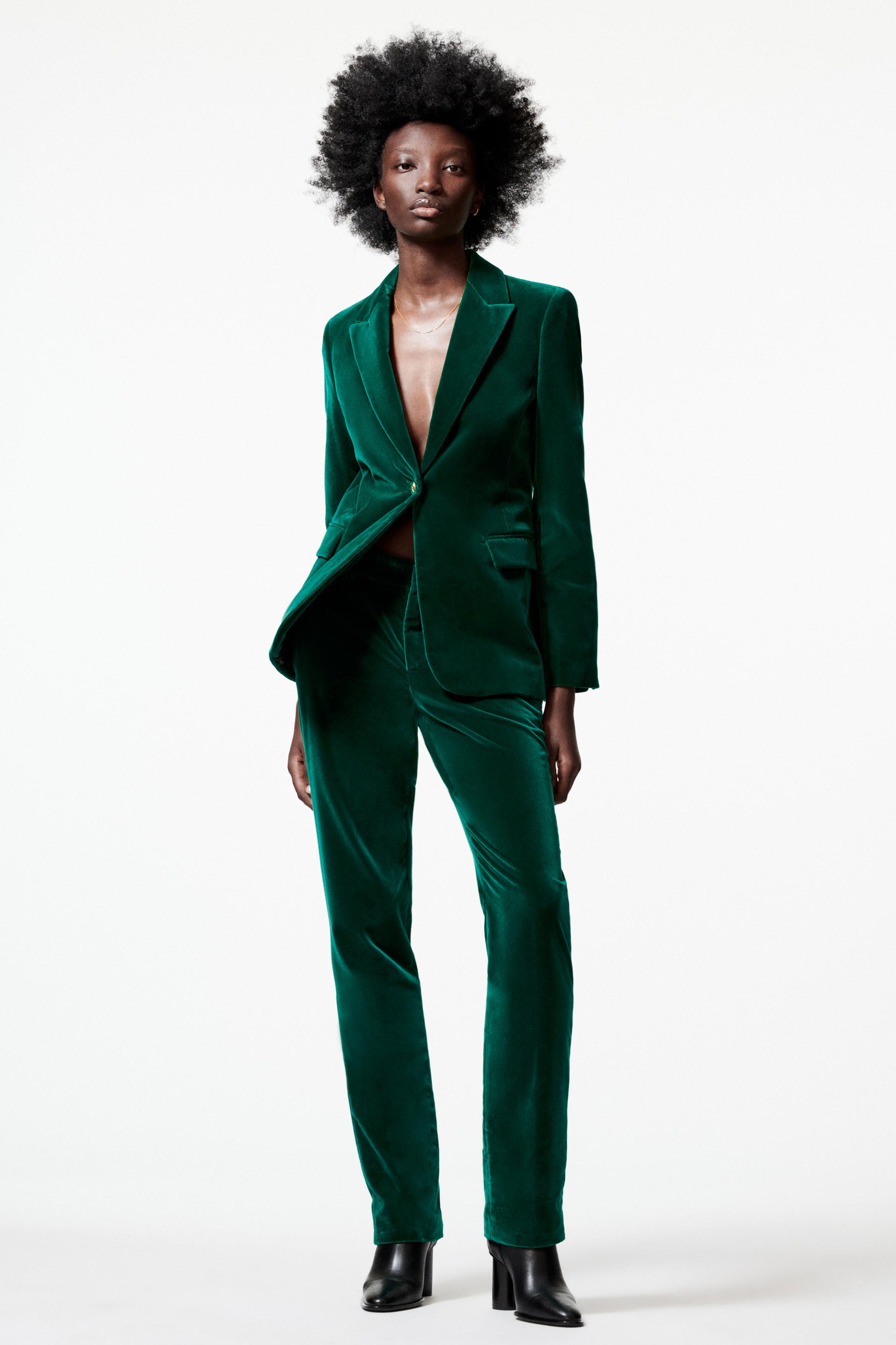 Zara velvet suit womens Clearance