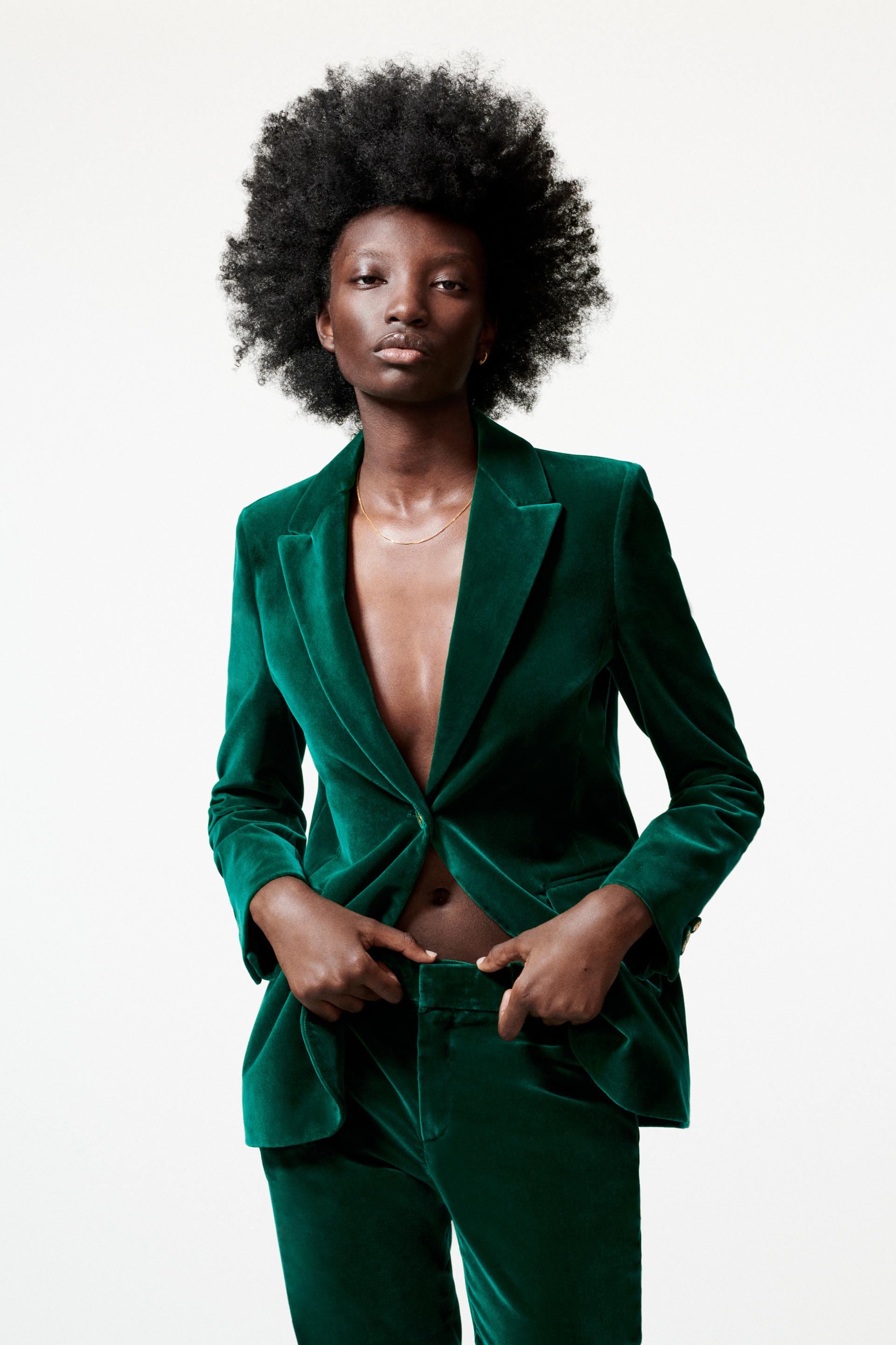 Zara green velvet suit Clearance