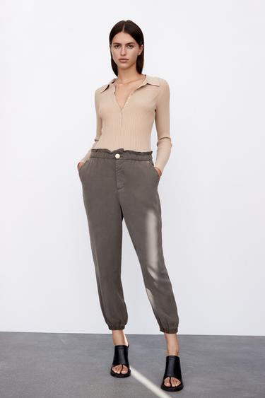 PANTALÓN BAGGY FLUIDO - Khaki oscuro | ZARA Chile