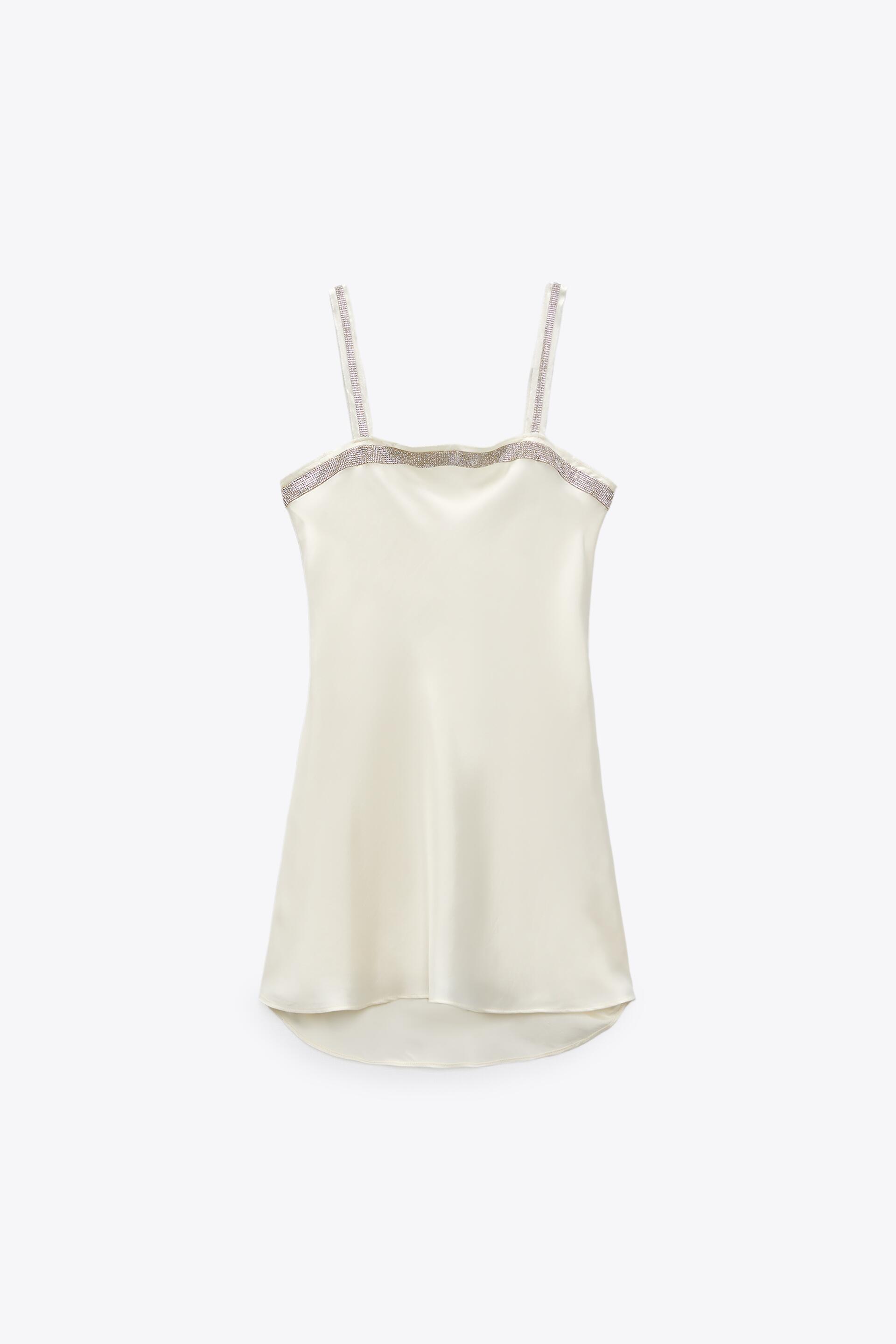 Zara satin dress with rhinestone buttons Clearance