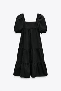 ポプリン パネル ミディワンピース ブラック Zara Japan 日本 ポプリン パネル ミディワンピース ブラック Zara Japan 日本