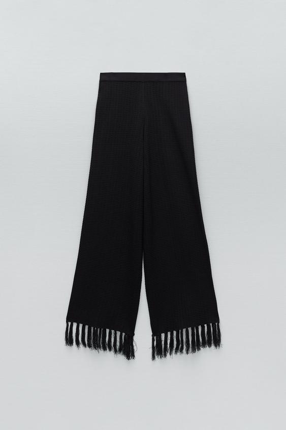 PANTALÓN PUNTO ESTRUCTURA FLECOS - Negro | ZARA Chile